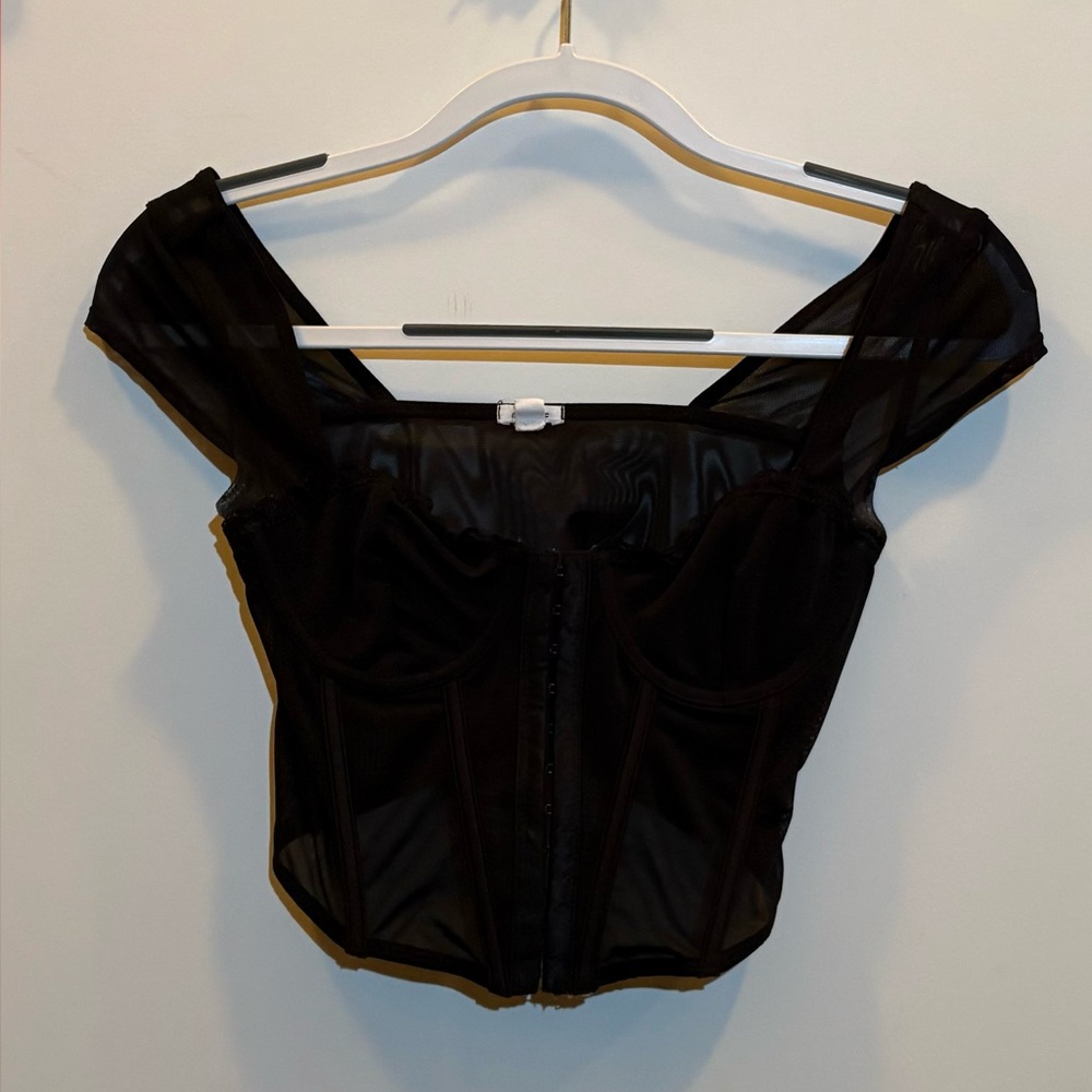 Garage Black Mesh Crop Top